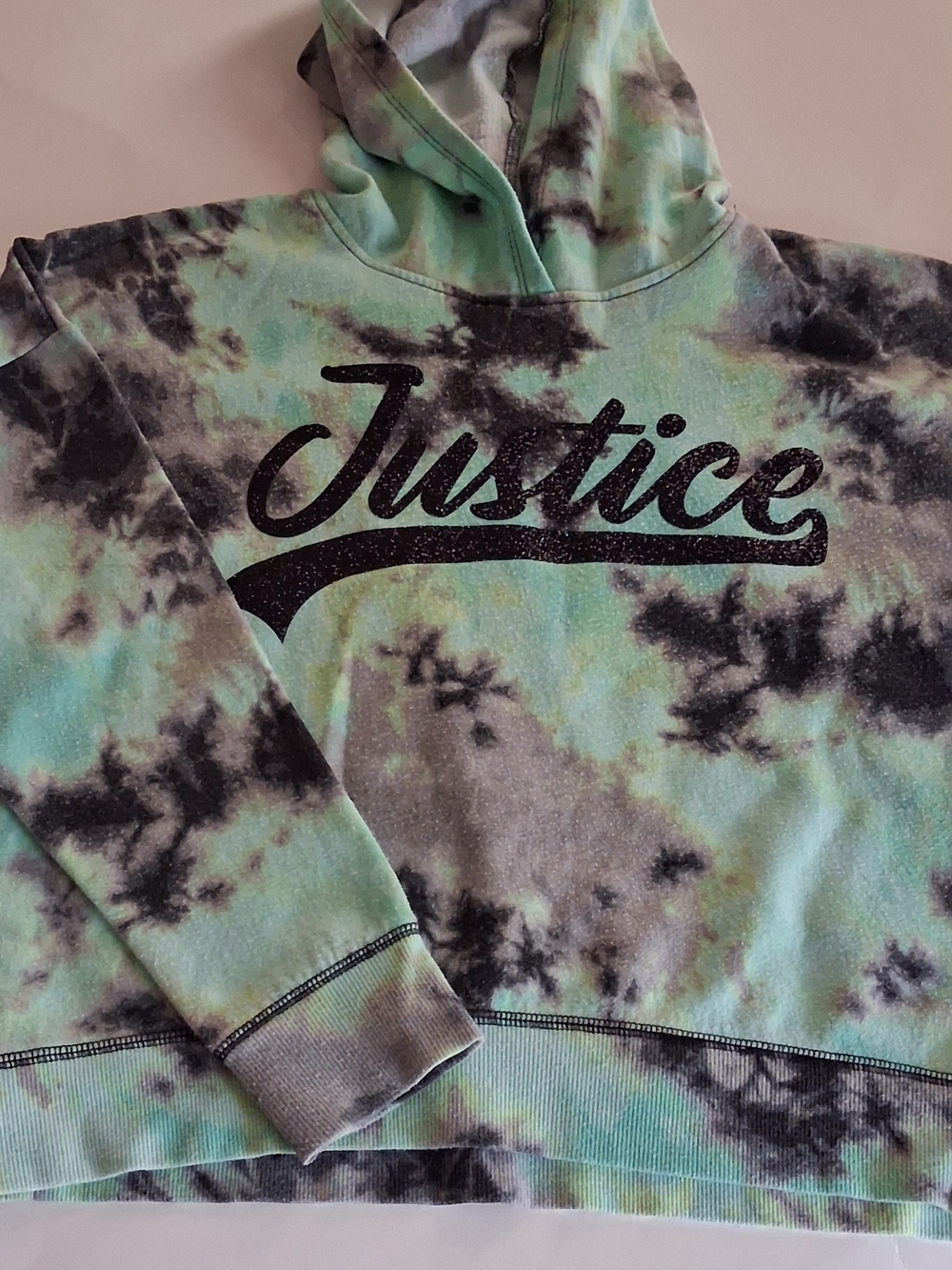 Justice Tie-Dye Hoodie Sweater - Mint Green & Black